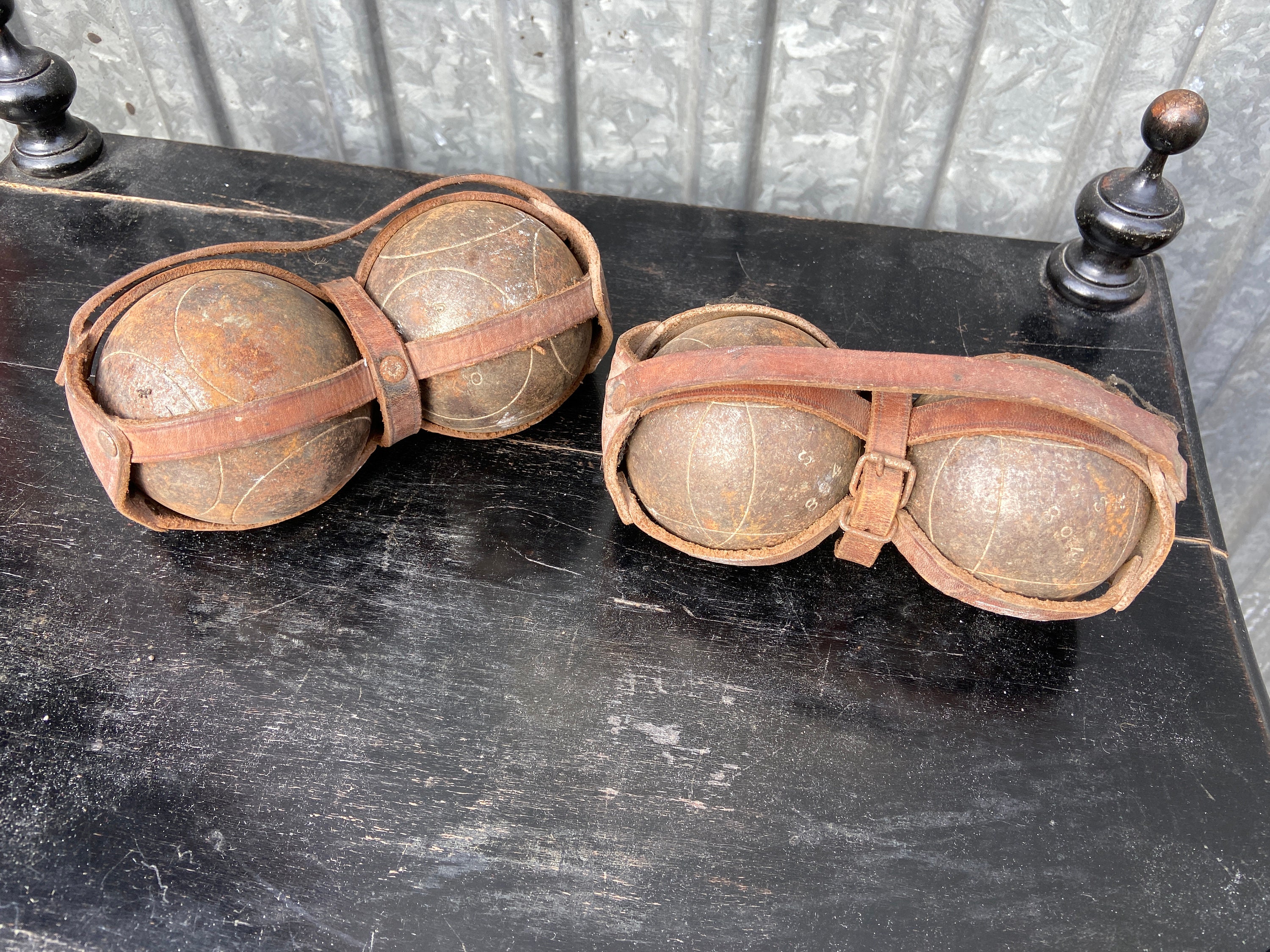 Set Complet de Pétanque French Antique 1950 Métal Bowls Provencale