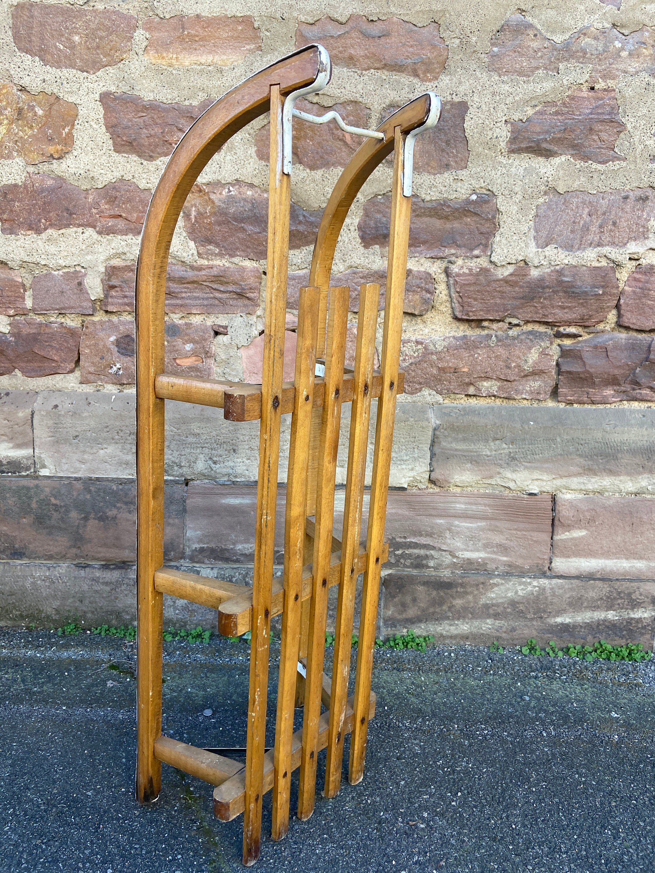 Ref 1012 フランスヴィンテージ古い木製そりトボガン大型そり古い