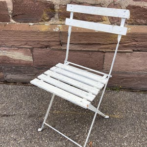 shabby chic french vintage metal iron garden folding chair old paint 1970