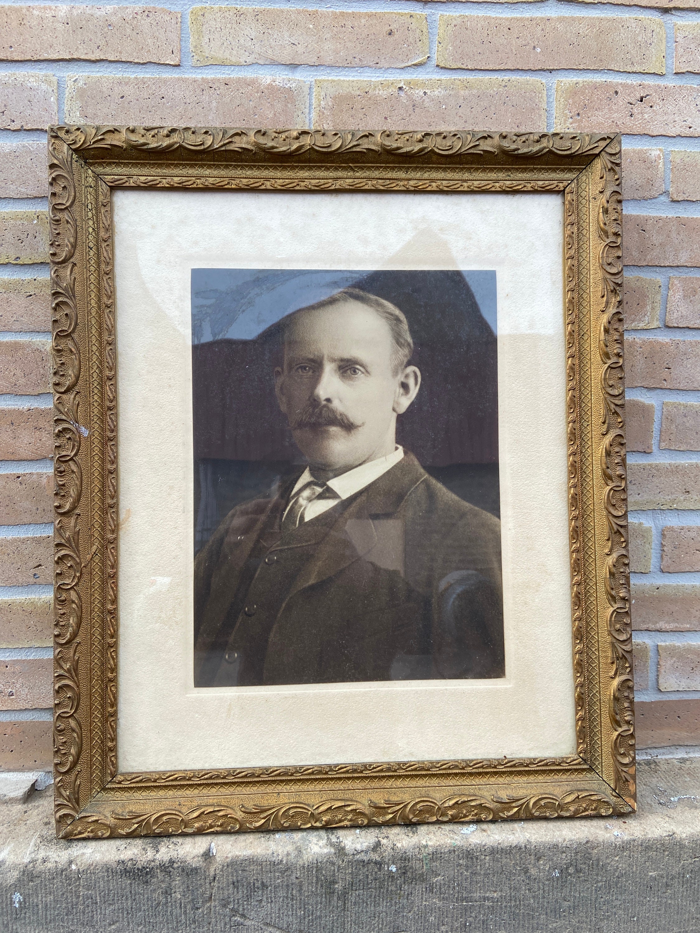 Photo Portrait Encadré Alsace Tramp Art Nouveau 1900S Antique French Frame Ancestor Photography Port