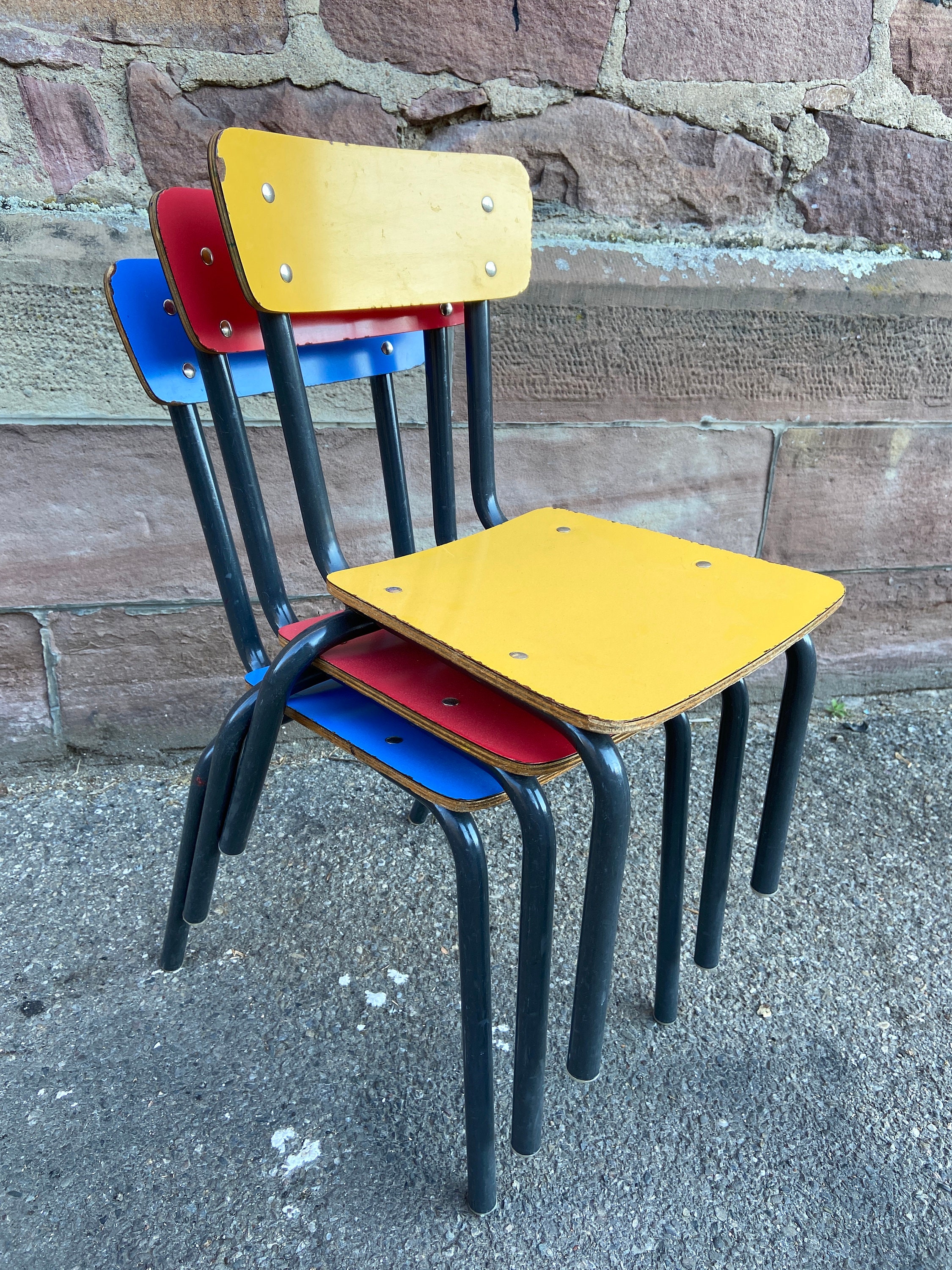 3 small children's chairs vintage kindergarten formica Etsy