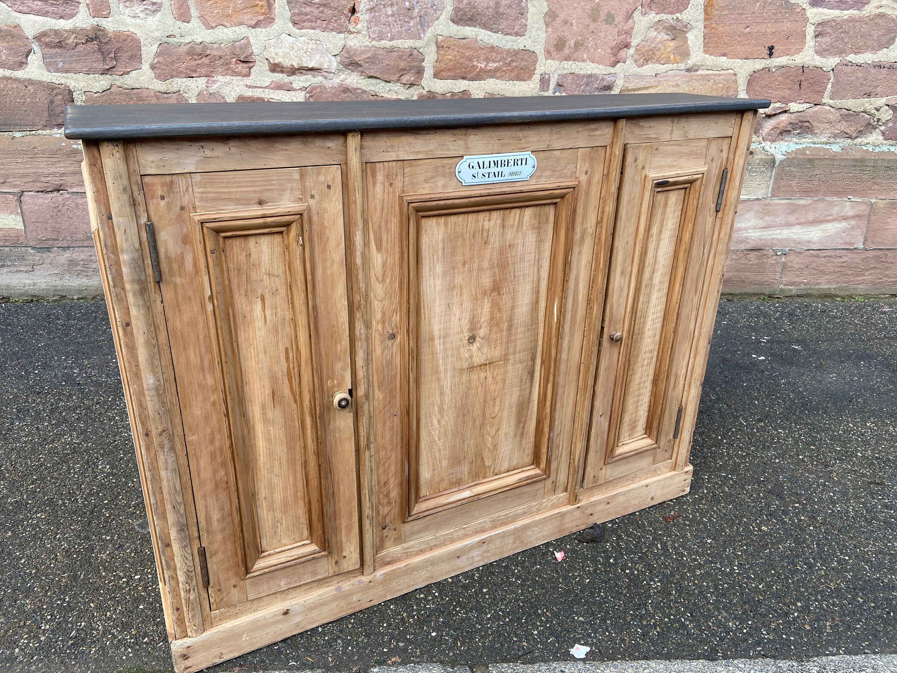 Comptoir de Commerce Pharmacie Industriel Sapin Brut Vosges Vintage 1900 French Store Counter