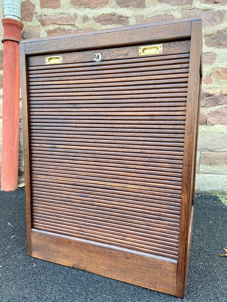 Meuble classeur à rideau coulissant Meuble classeur rolladenschrank tambour cabinet france 1950 image 2