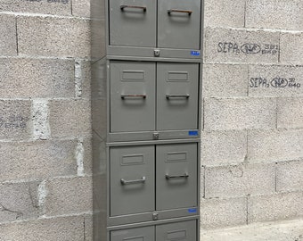 Mobiliario profesional Mueble de archivo modular 8 cajones metálicos Archivador industrial años 60 Sin strafor