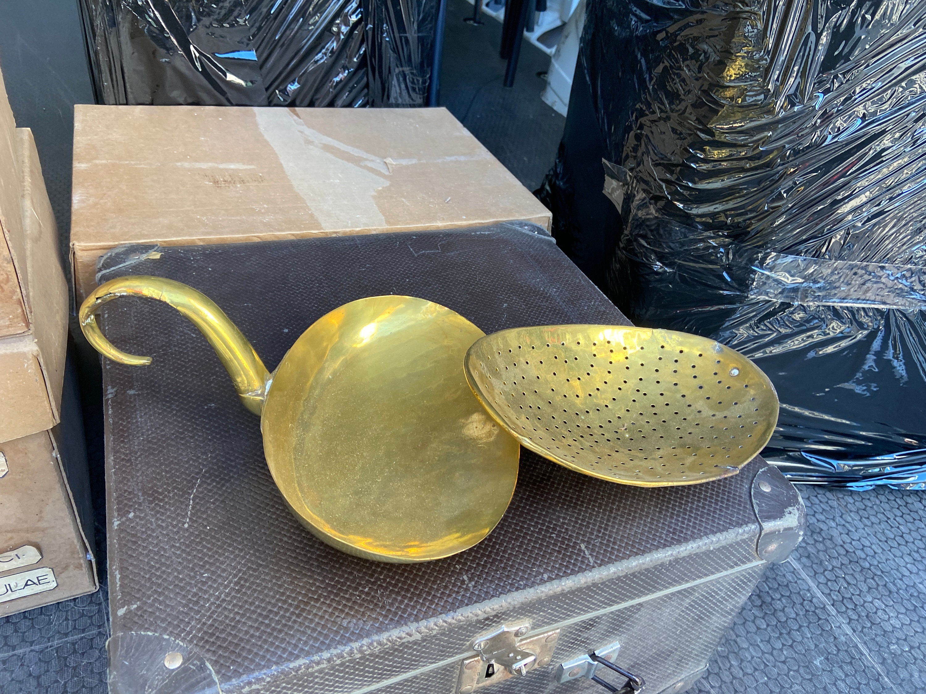 Rare Outil Paysan de Fromagerie Pelle et Égouttoir French Alsace Antique 19Ème Art Populaire Munster