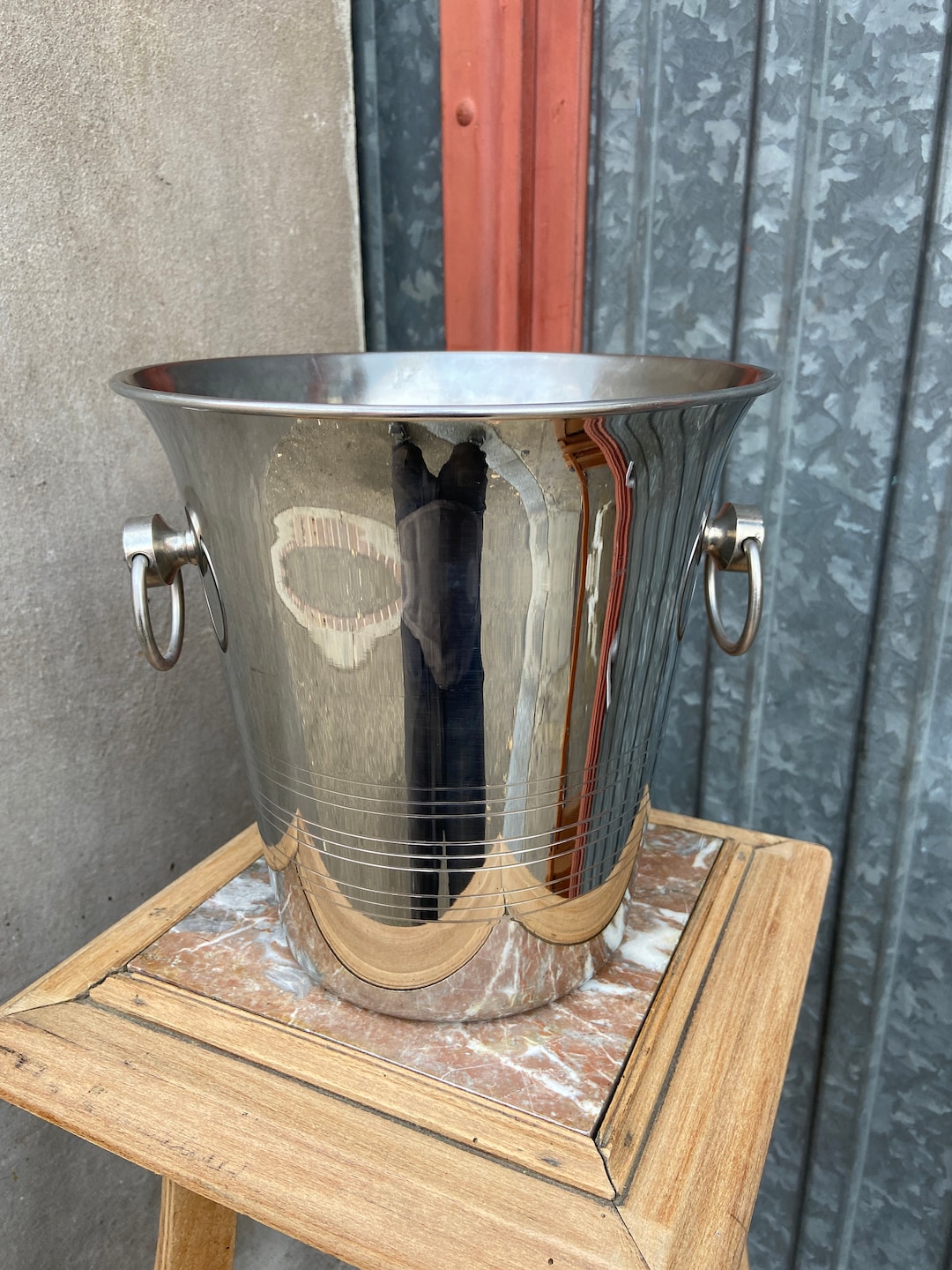 AUTHENTIC French Vintage Champagne Bucket Stainless Steel Oenology — free download