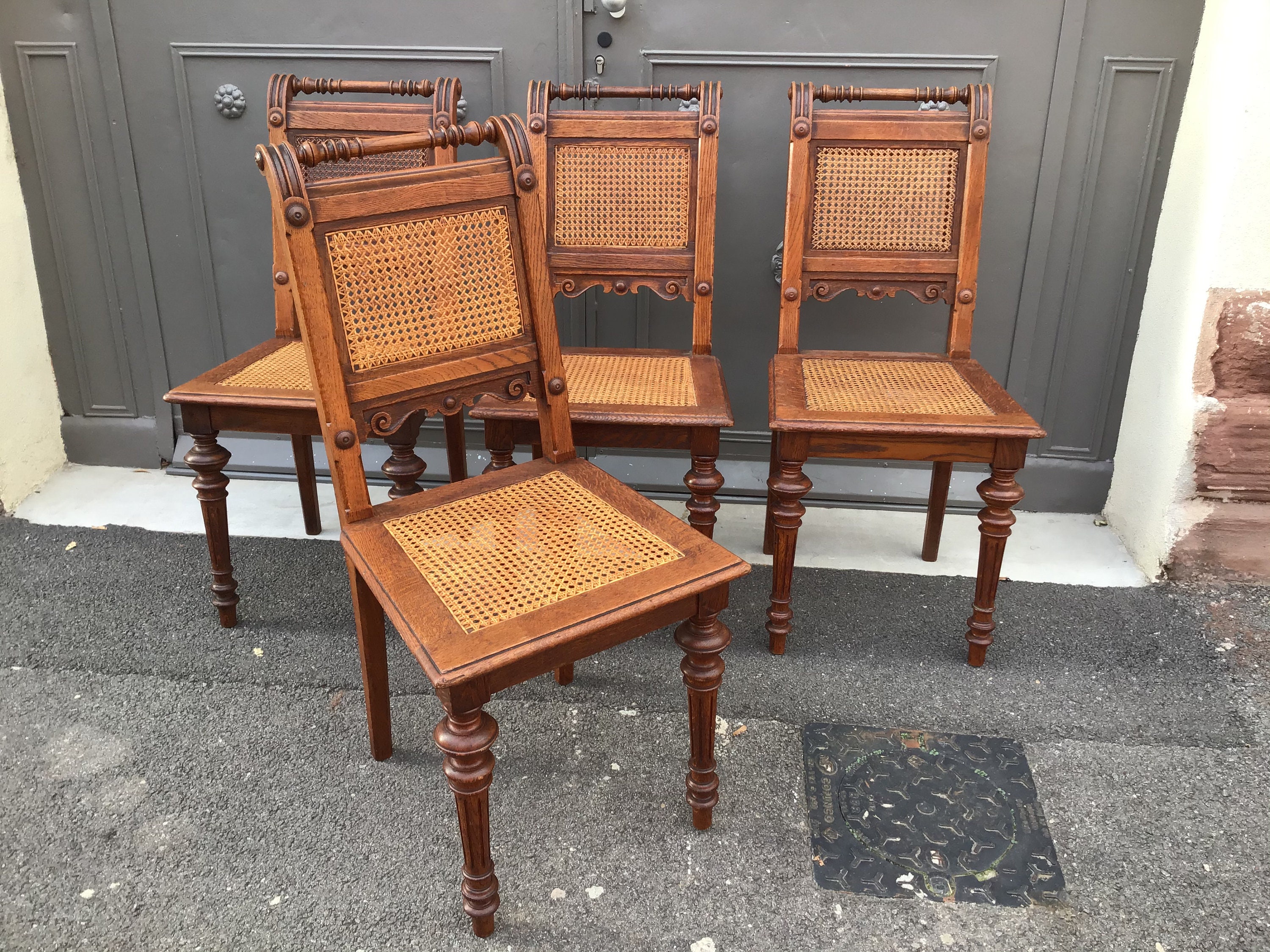 4 Chaises Antique Française Napoleon Iii Vintage 1900S French Bistro Chairs