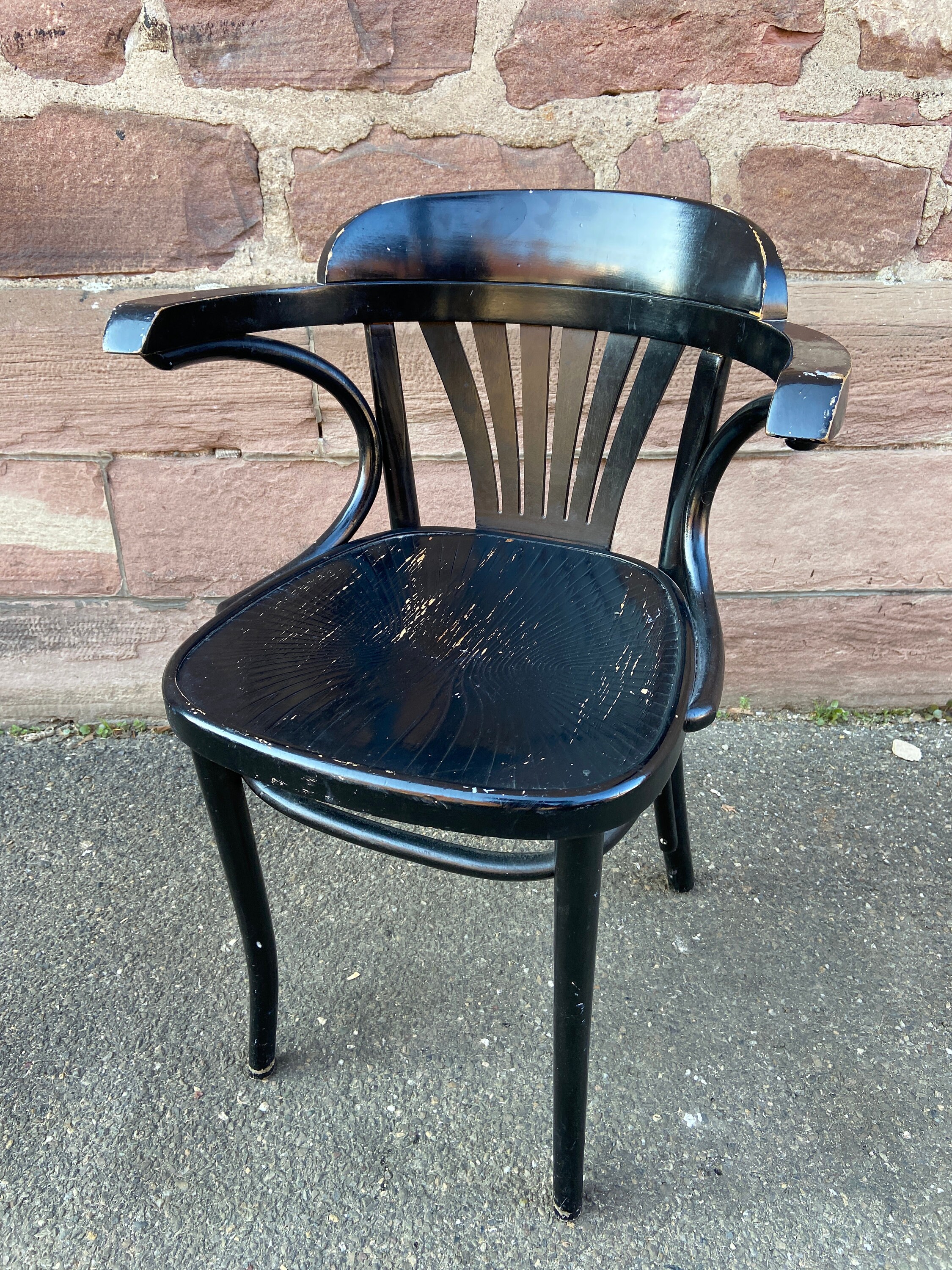 Fauteuil de Bureau Bois Courbé Style Thonet Baumann Vintage 80S French Bistro Bentwood Armchairs Cha