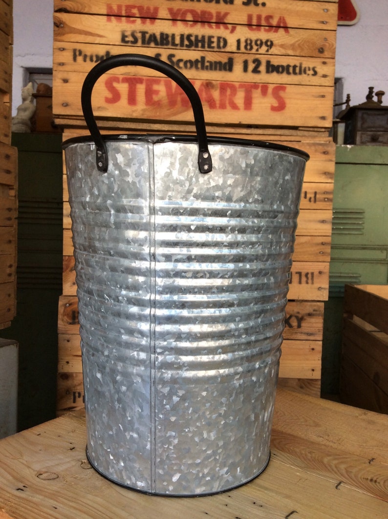Zinc Round Tub Bucket Bucket Galvanized Etsy