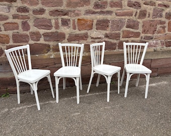 Rif. 464 Set di 4 sedie viennesi, in legno curvato, stile Baumann, bistrot parigino, vintage anni '60, stile Bentwood, Thonet, Fischel, francese