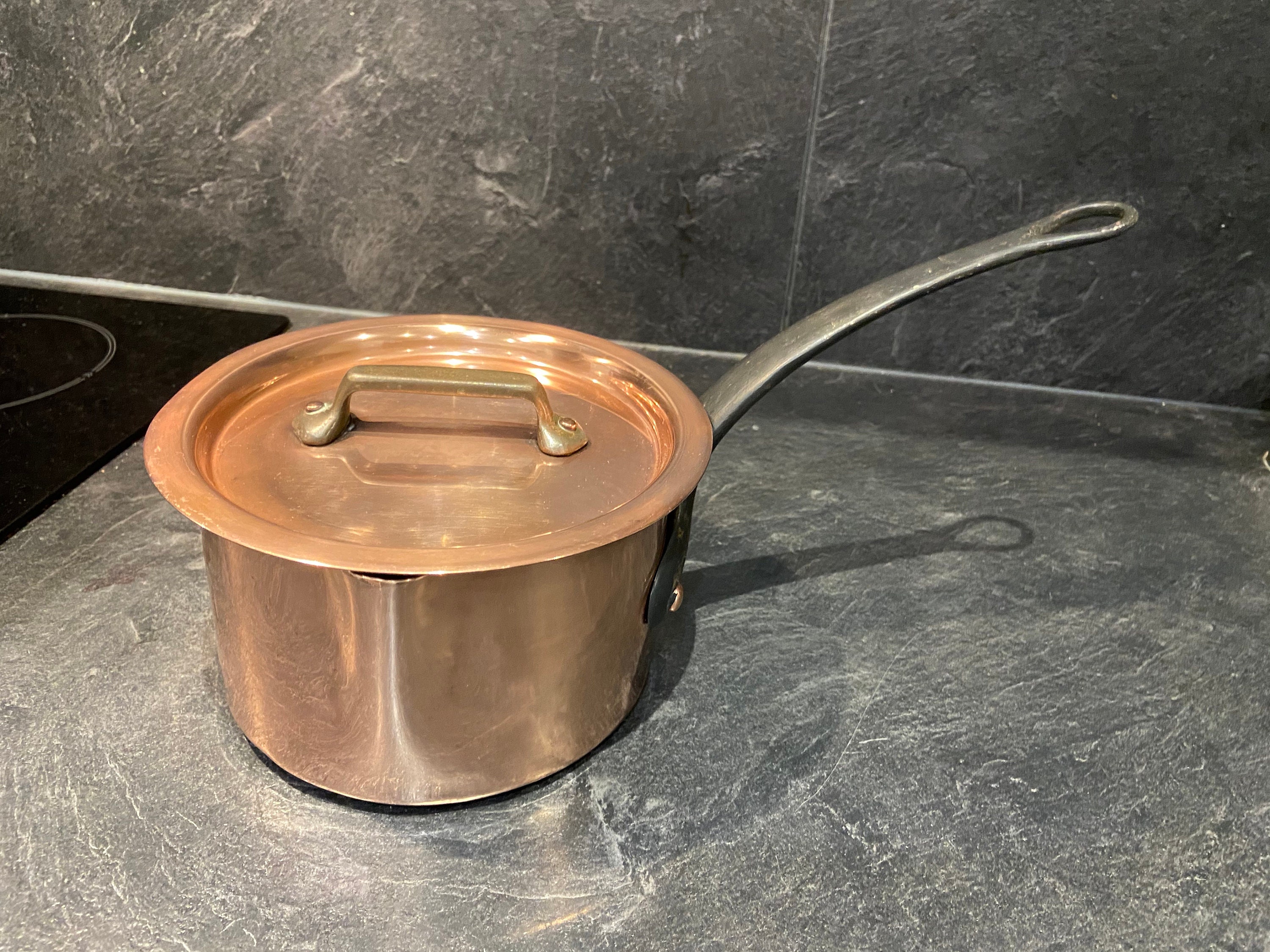 Vintage French Copper Casserole Sauce Pan Heavy Quality Copper, Castle Quality