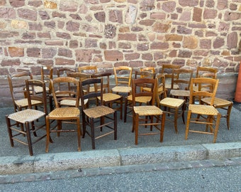 ref 988 set of 10 mismatched bistro chairs café straw ratan restaurant tavern brasserie 1920 Alsace French bistro chairs No bentwood