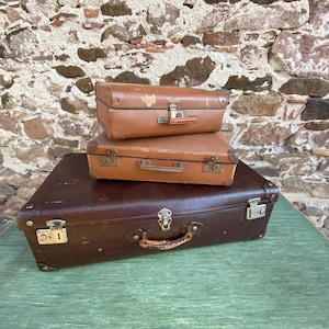 set of 3 vintage luggage suitcases 50s vintage french luggage suitcase set of 3