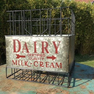 Milk Wire dairy Metal Basket Milk Bottle Crate Steel Industrial Home Decor crate milk basket