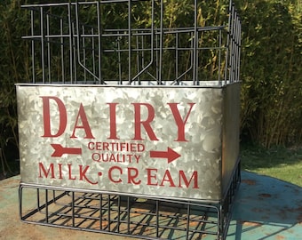 Milk Wire dairy Metal Basket Milk Bottle Crate Steel Industrial Home Decor crate milk basket