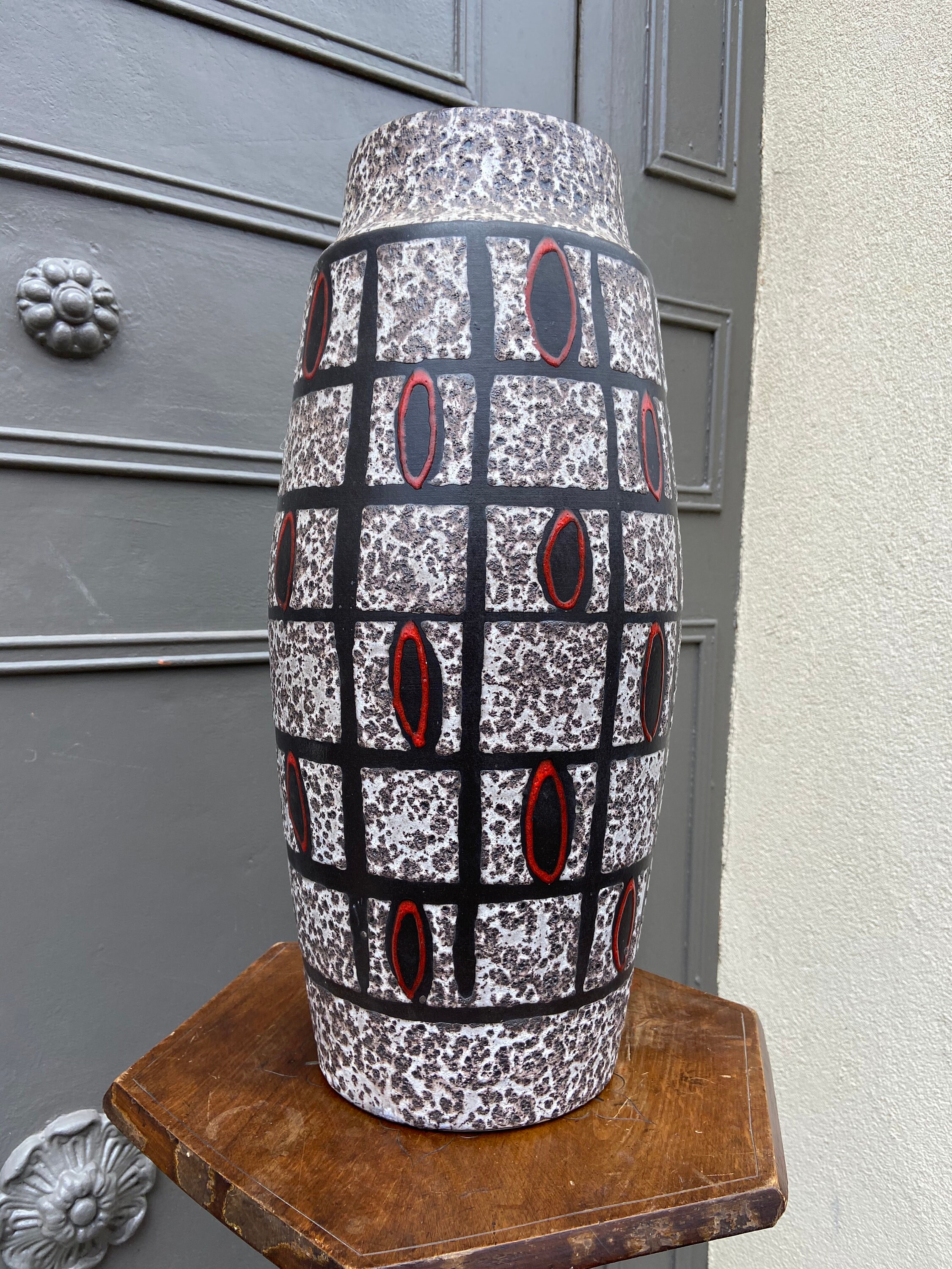 Vase en Céramique Vintage Type Scheurich Xxl West Germany Des Années 60