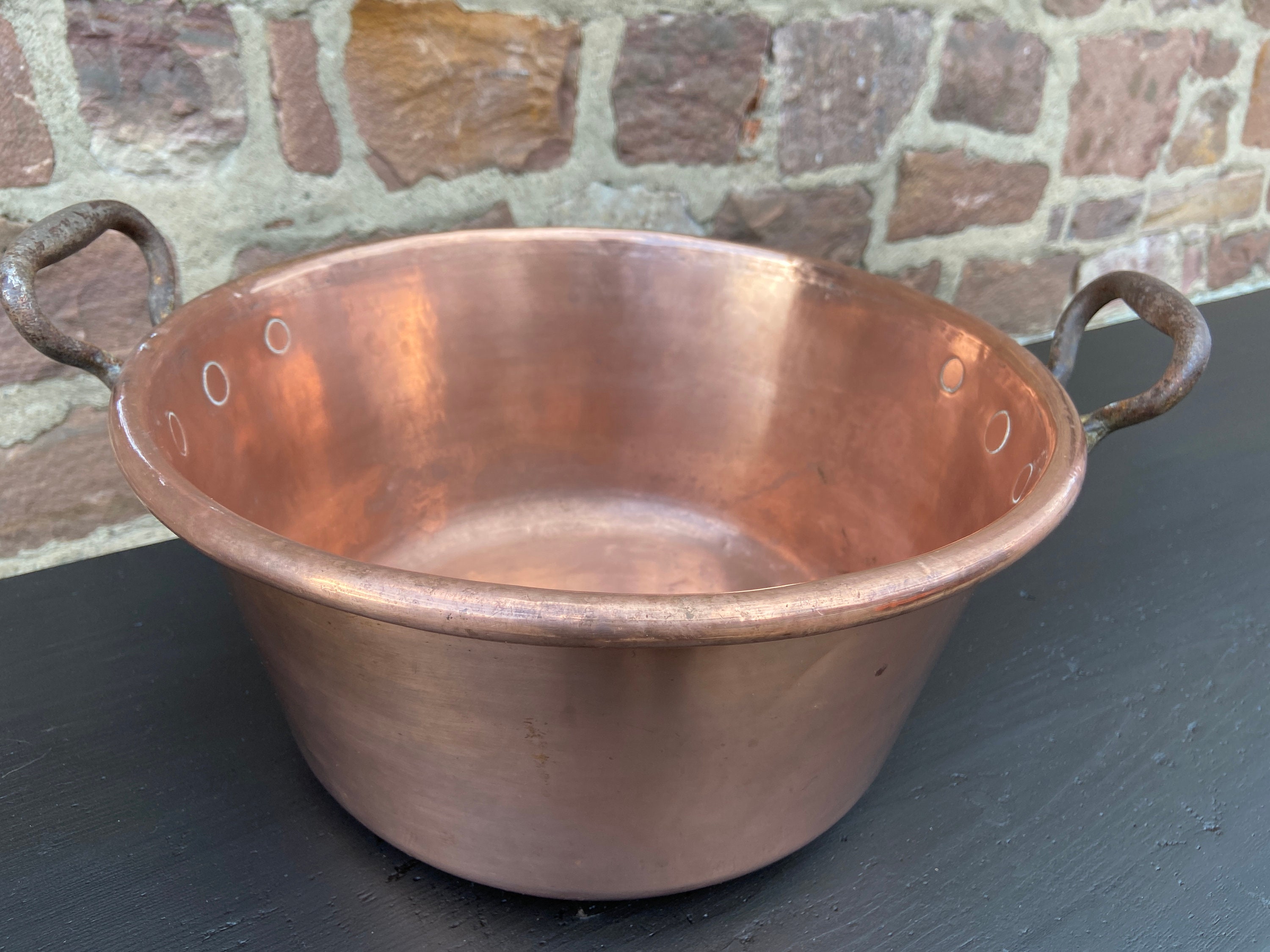 Ancient 1880-1900 French Hammered Copper Chaudron à Confiture Cauldron Faitout/Marmite Stock Pot