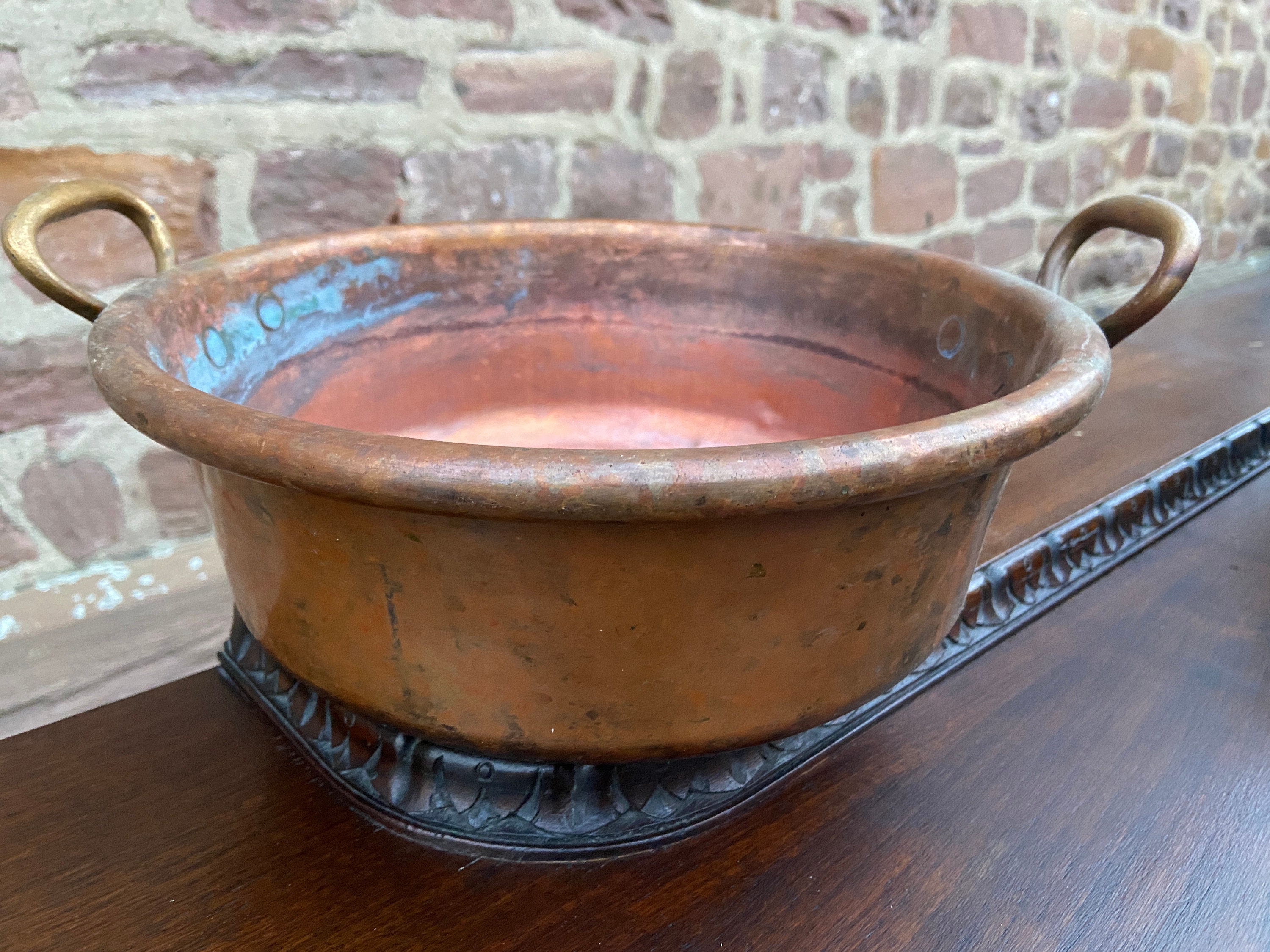 Ancient Xixth French Hammered Copper Chaudron à Confiture Cauldron Faitout/Marmite Stock Pot