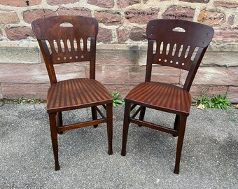 2 BISTROT LUTERMA Chairs 1925/30 COLMAR brasserie French bistro chairs bentwood