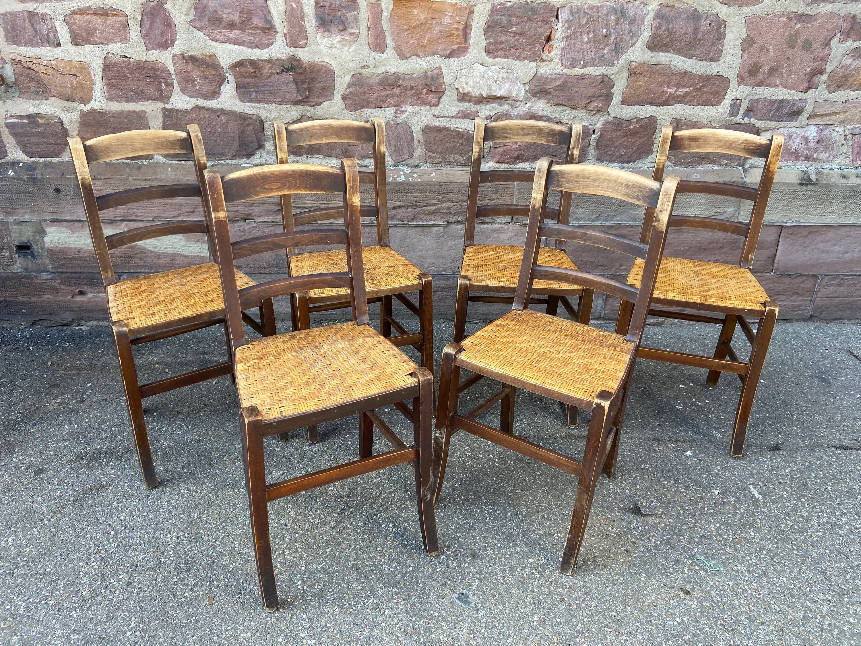 6 Chaises Brasserie Bistrot 1930 Alsace French Wood Bistro Chairs No Bentwood