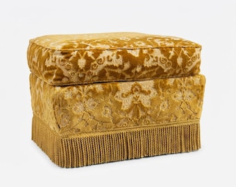 Antique Rococo Ottoman Footstool, 1960s French Vintage Upholstered Footrest