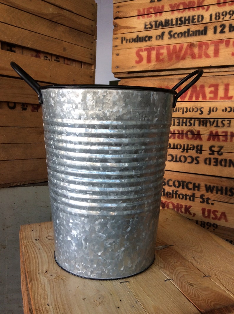 Zinc Round Tub Bucket Bucket Galvanized Etsy