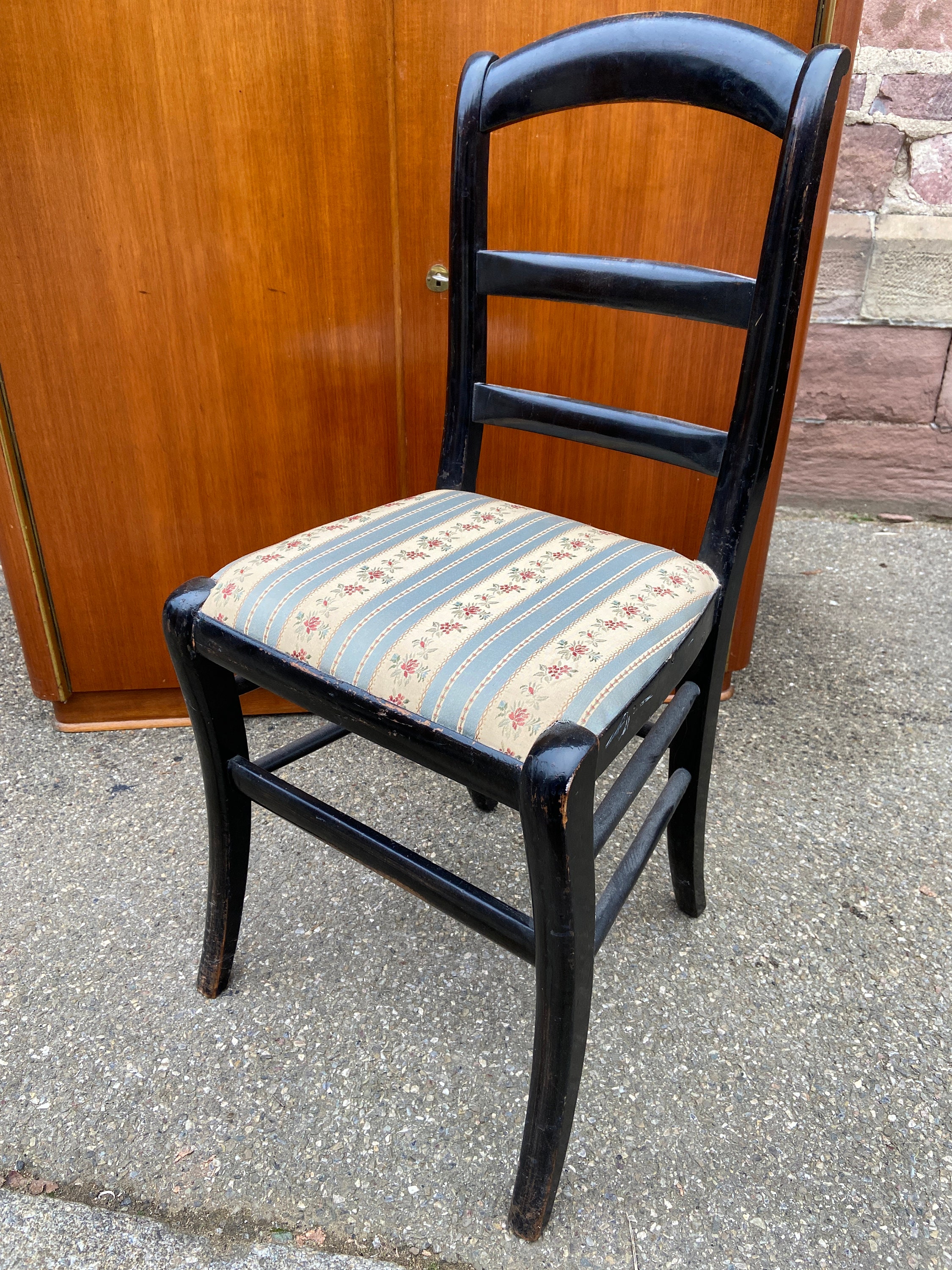 French Chair Chaise de Théâtre Napoléon Iii Bois Noirci Doré 1900S Valet de Chambre Vintage