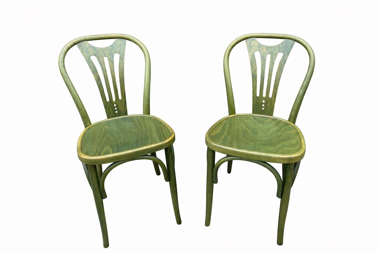 Etsy - Ambiancesboutique Vert 2 Chaises Restaurant Café Viennois Bois Courbé Bistrot Style Thonet Kohn 193 Vintage 80S French Bistro Bentwood Armchairs Chairs