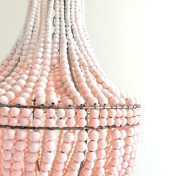 Chandelier in Wood Beads Pearl Chandelier Victorian inspired