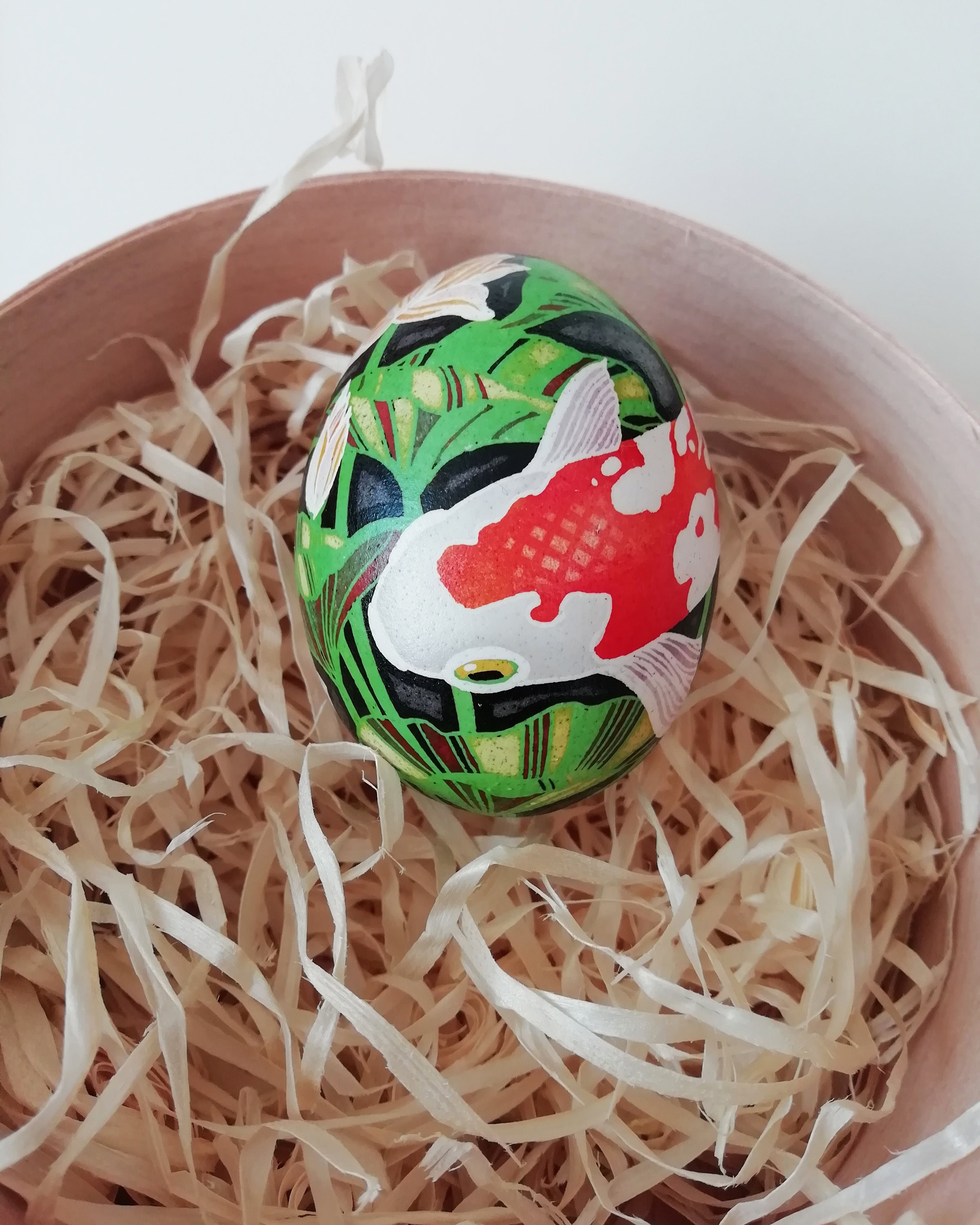 Koi Fish Easter Egg/ Modern Pysanka / Decorated Chicken Egg / Etsy