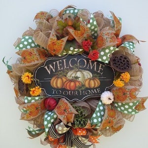 Fall Pumpkin Wreath, Rustic Fall Wreath, Fall Front Door, Autumn Wreath, Harvest Wreath, Pumpkin Door Decor, Unique Wreath, Welcome Home