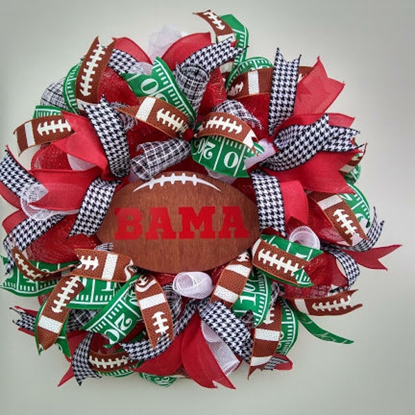 Bama Decor, Alabama Football Wreath, Roll Tide, Football Wreath, College Decor, Collegiate Wreaths, Alabama Fan, Bama Wreath, Fall Football