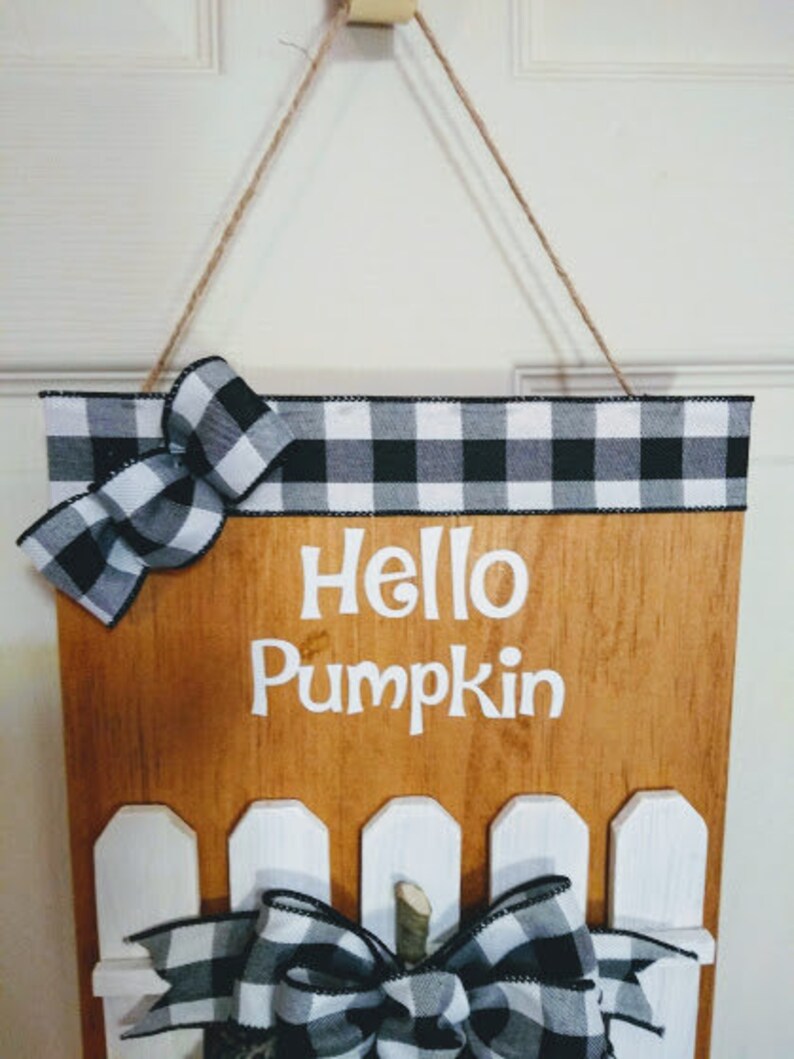 Hello Pumpkin Pumpkin Wall Hanger Black and White Pumpkin Etsy