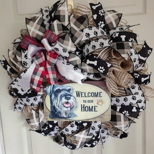 Schnauzer Welcome Wreath, Dog Themed Wreath, Pet Wreath, Every Day Wreath, Pet Door Decor, Front Door Decor, Schnauzer Wreath, Animal Lovers