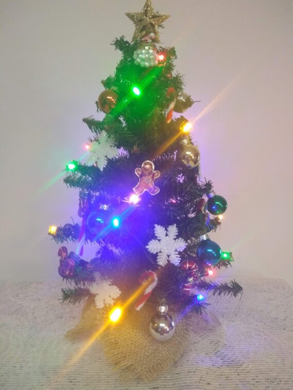 Christmas Tree Table Top Tree Small Space Decor Miniature Christmas Tree Battery Operated Tree Nursing Home Decor Dorm Room Decor