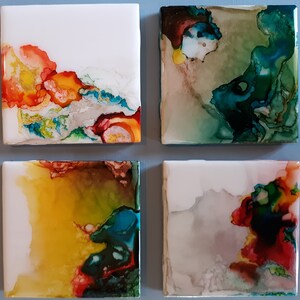 Abstract, alcohol ink, resin coasters