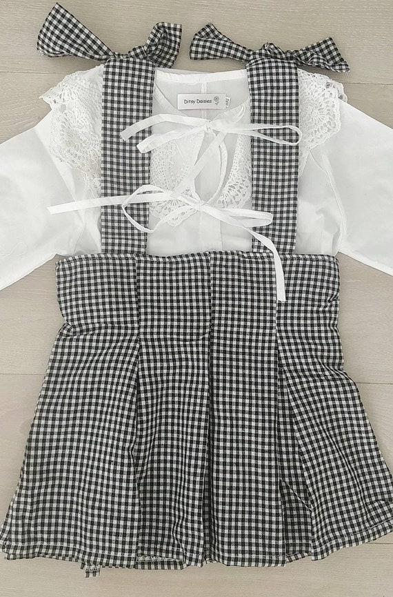 gingham dungaree dress