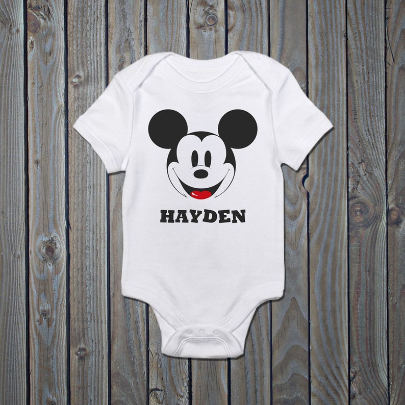 Disney Mickey Mouse Clothing Sleepsuit Onsie Disney Personalised Baby Romper Babygrow MICKEY MOUSE Personalised Baby Vest Romper