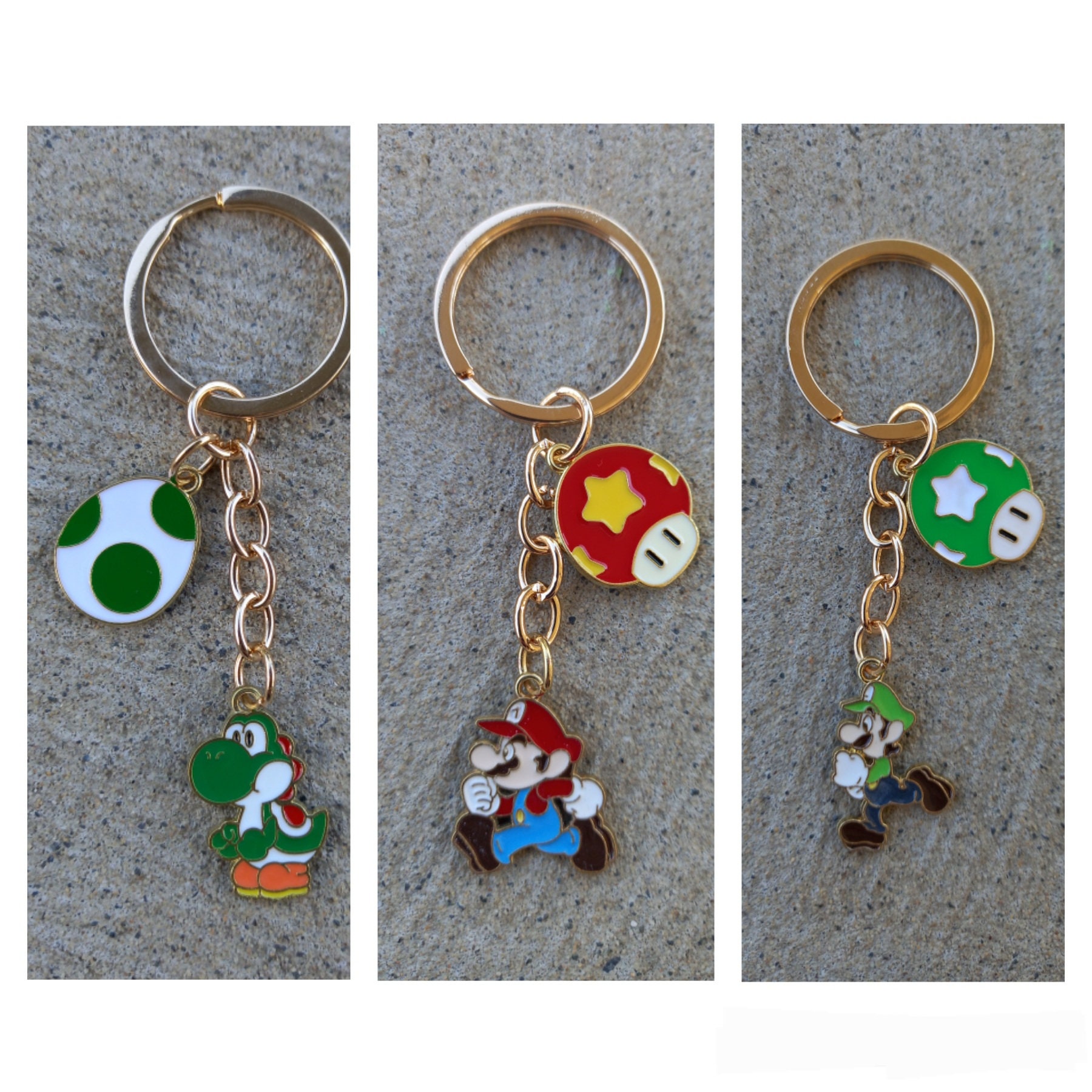 Super Mario Brothers Inspired Keychain - Cartoon Anime Mario Yoshi