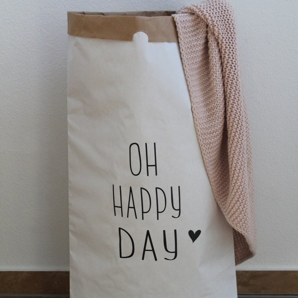 Paperbag Papiersack Kraftpapier Aufbewahrung 'OH HAPPY DAY'