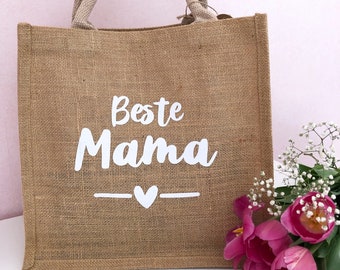 Jutetasche ,Beste Mama‘ | Geschenktasche Muttertag