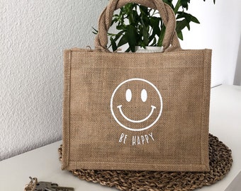 Jutetasche ,Smiley‘ | Geschenktasche