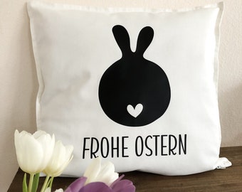 Kissenbezug ‚Hase‘ Frohe Ostern | Kissenhülle weiß