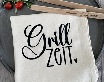 Tea towel for the barbecue season, kitchen towel as a gift for barbecue fans with different motifs