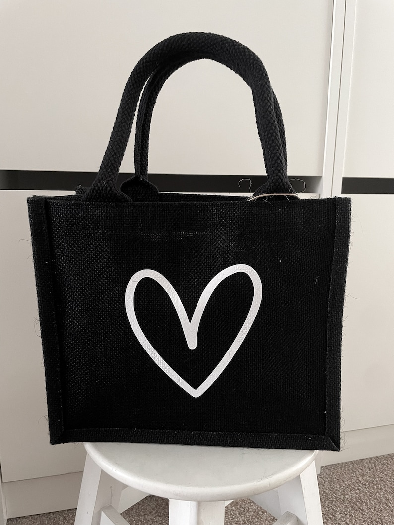 Jutetasche ,Herz Geschenktasche Bild 7