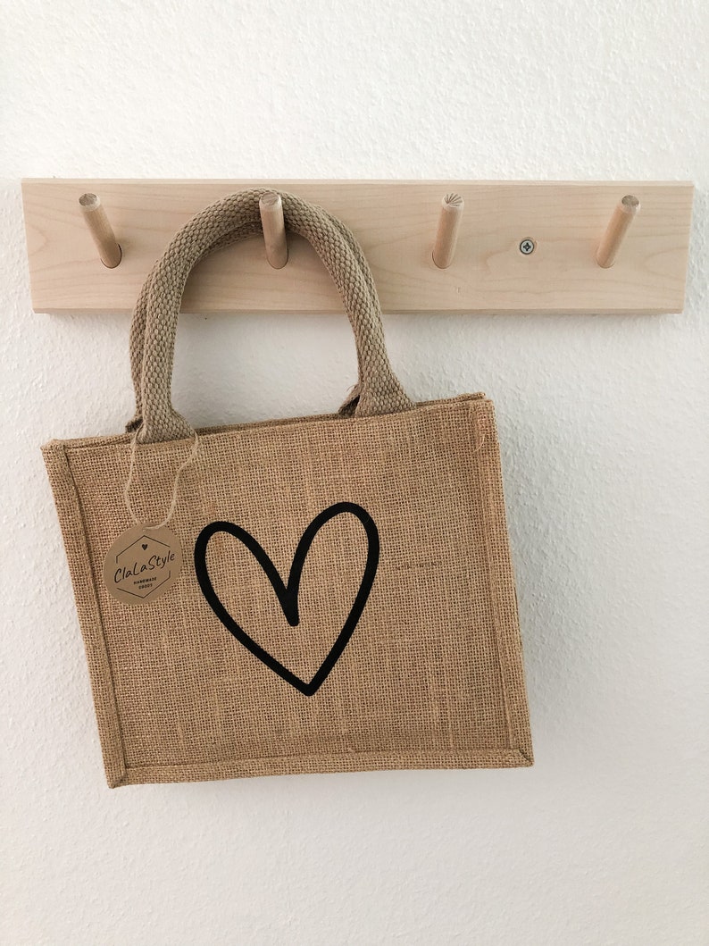 Jutetasche ,Herz Geschenktasche Bild 5