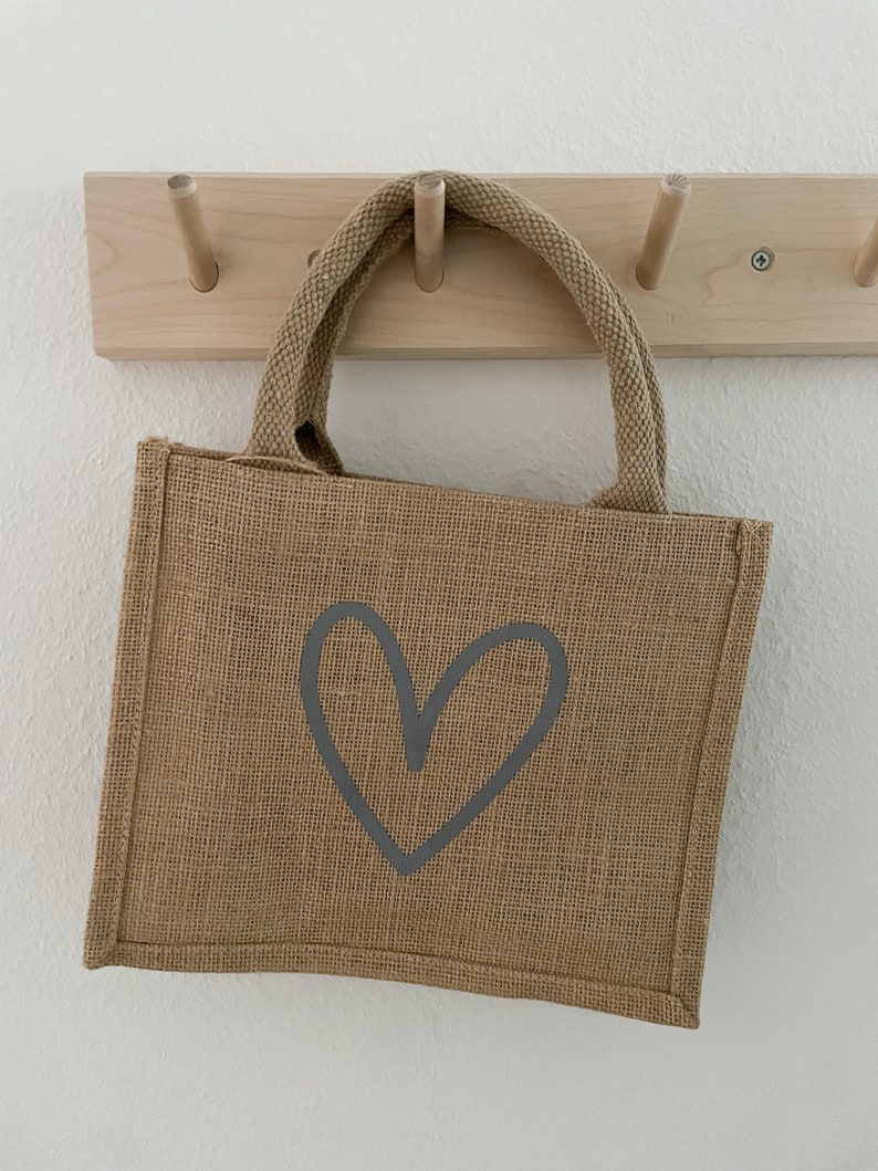 Jutetasche ,Herz Geschenktasche Bild 8