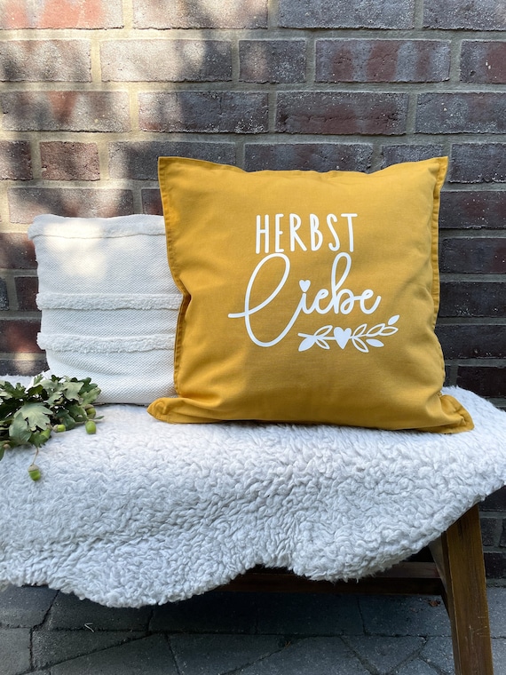 Kissenbezug „Herbstliebe“, 50x50 cm – Herbstdeko für Sofa & Sessel