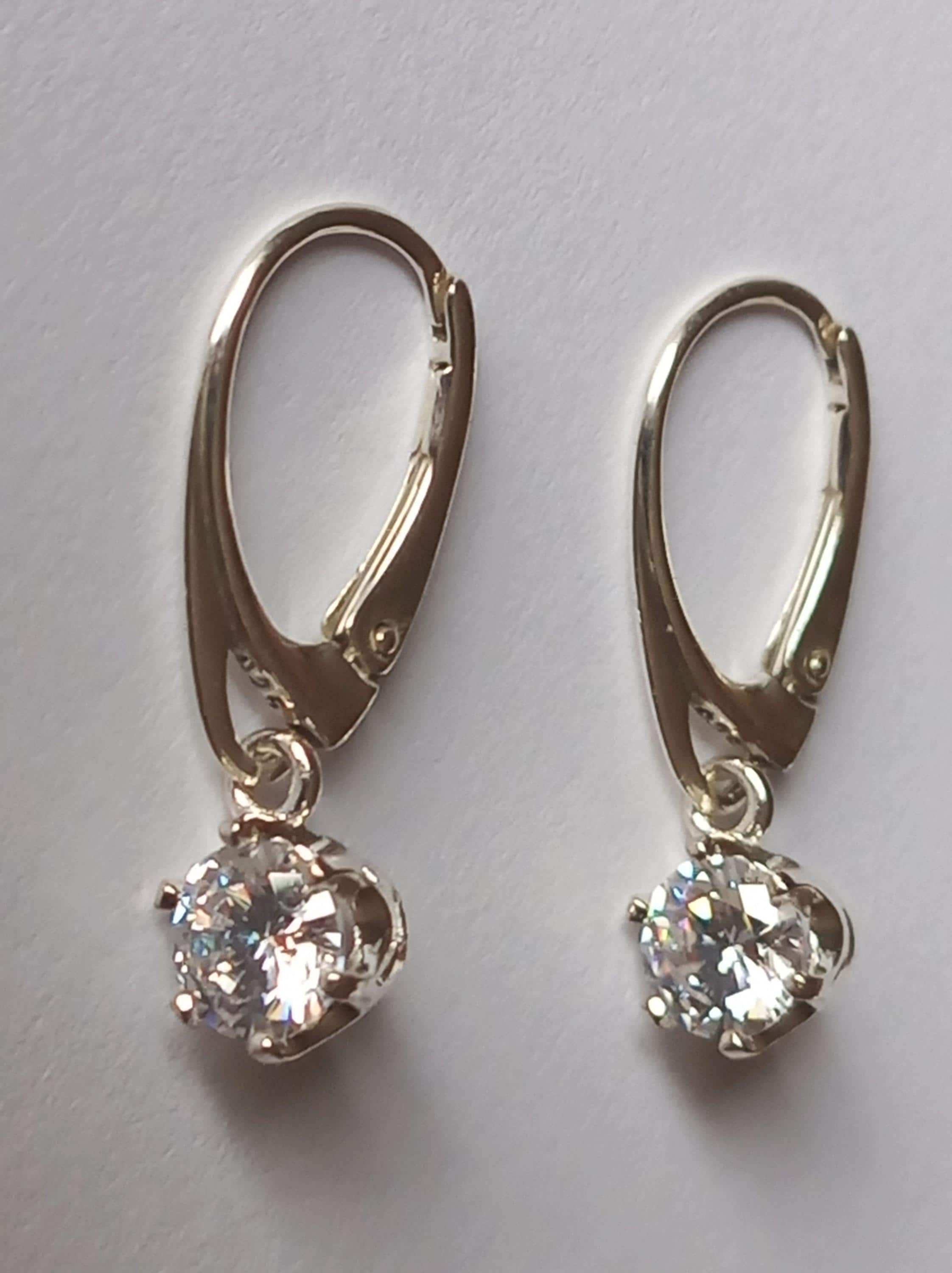 Orecchini A Perno Donna In Argento Sterling Con Zirconia Cubica - Placcato Oro Bianco/Rosa, Ipoallergenici, 8,5 Mm - copertina