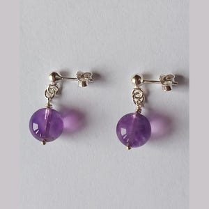 Amethyst 10 mm-Ohrringe-925er Silber-Ohrstecker-Hängeohrringe
